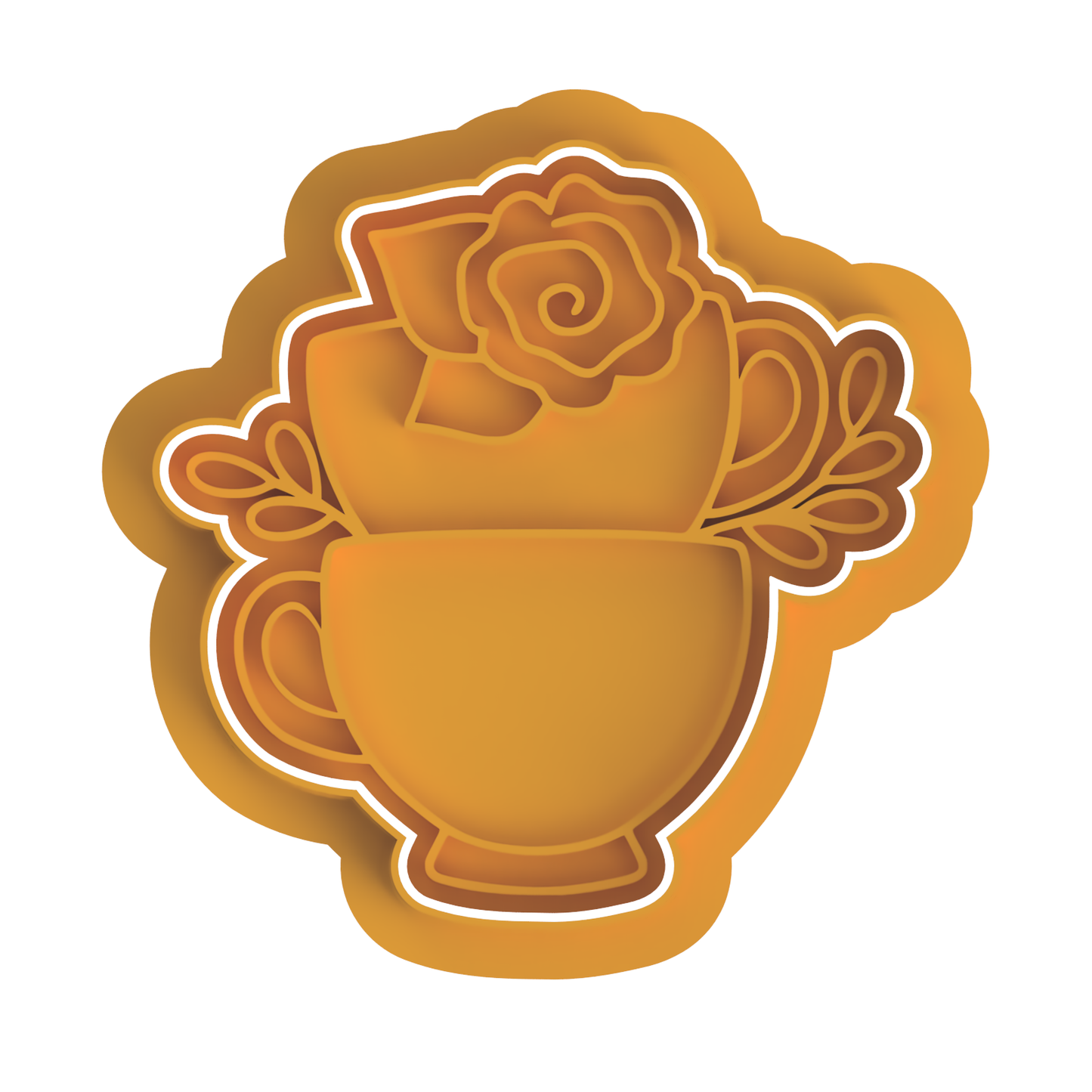 Tea Cups with flowers cutter/ stamp