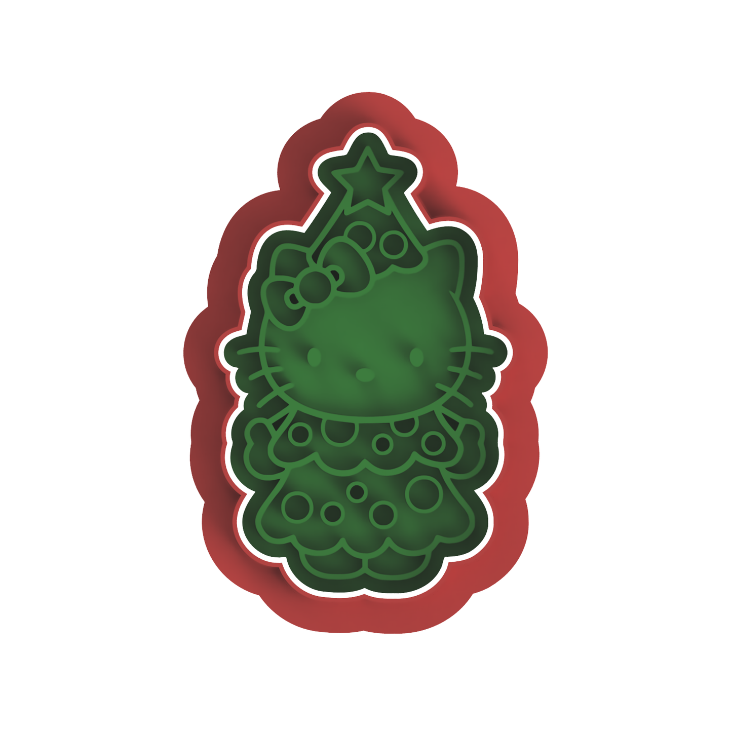 Christmas Tree Kitty Cutter Stamp