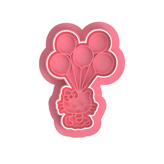 Kitty with Balloons cutter/Stamp