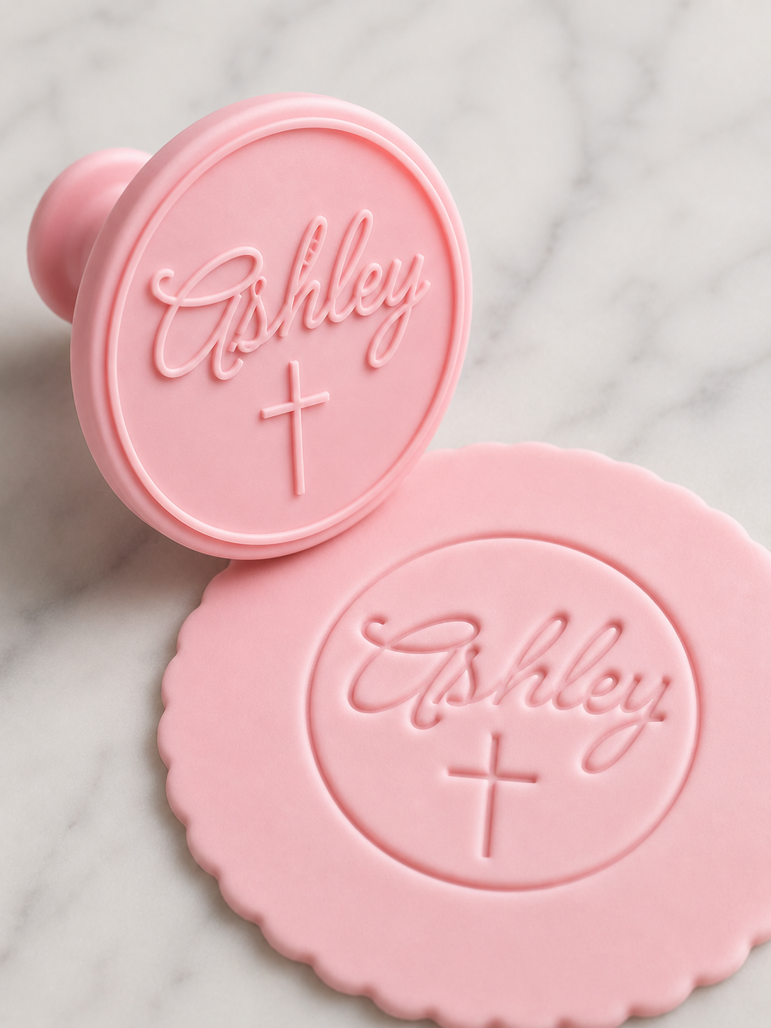 Custom name stamp with cross