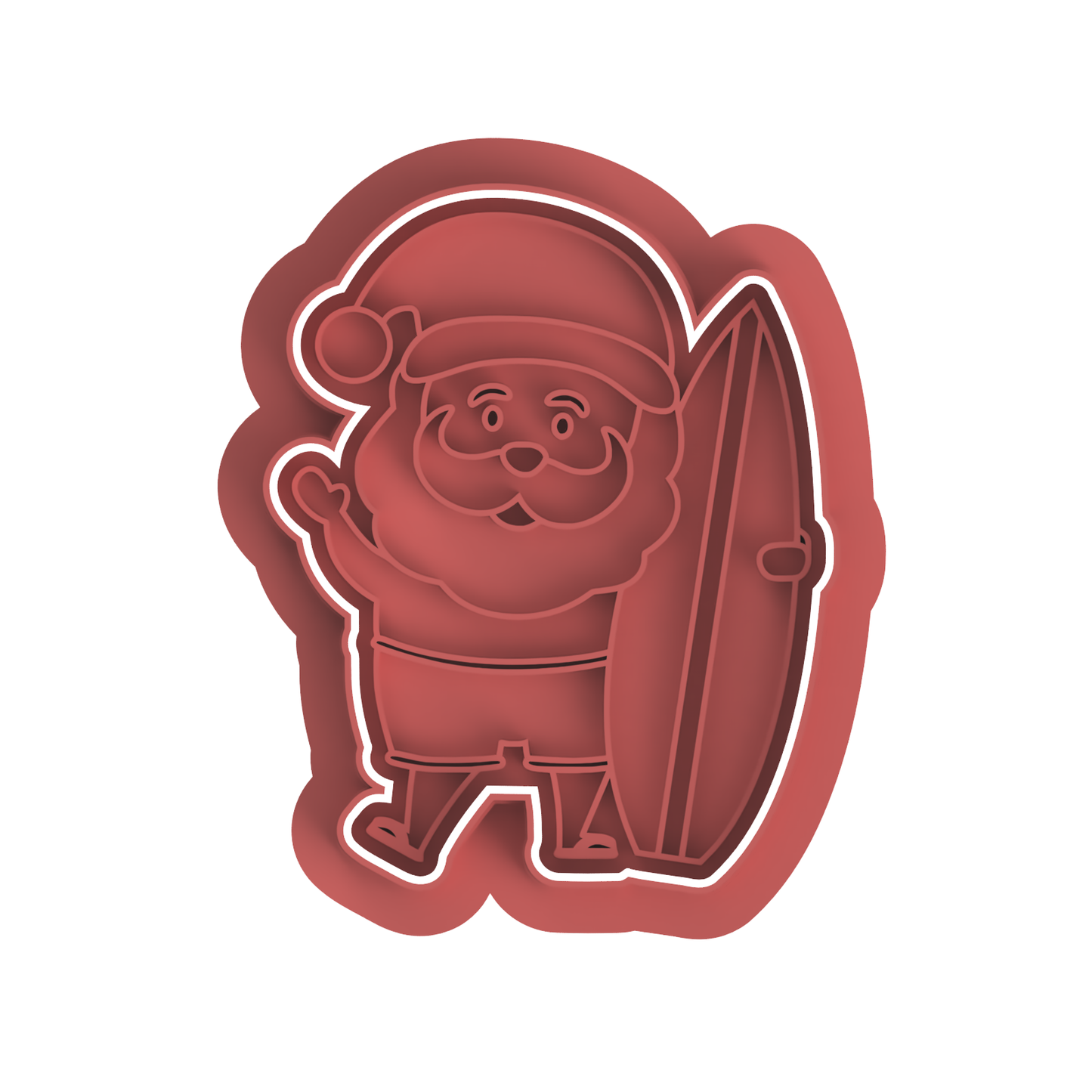 Surfing Santa Cutter Stamp
