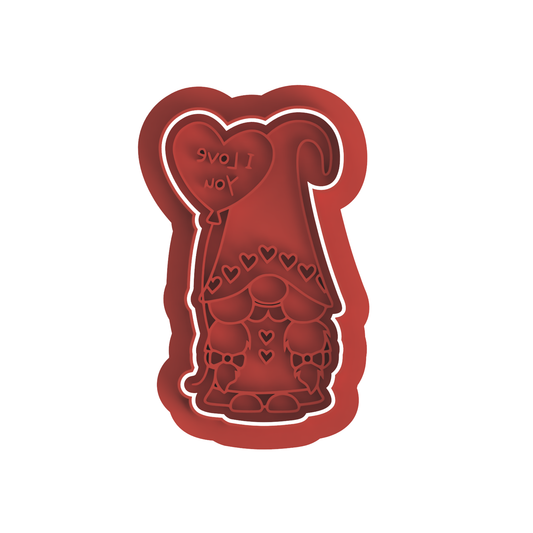 Gnome With I Love you balloon Cutter/Stamp