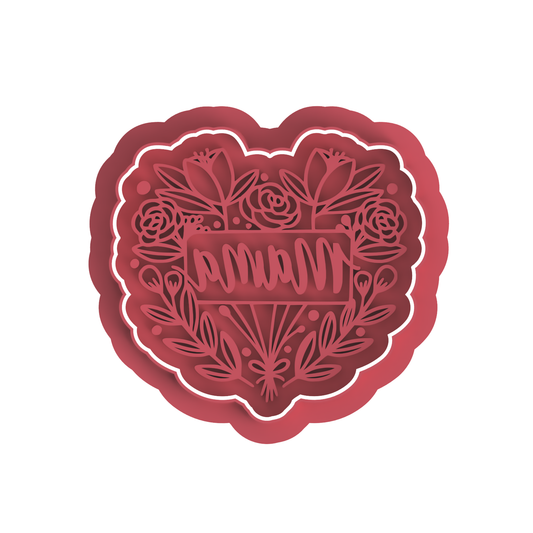 Mama Floral Heart Cutter / stamp