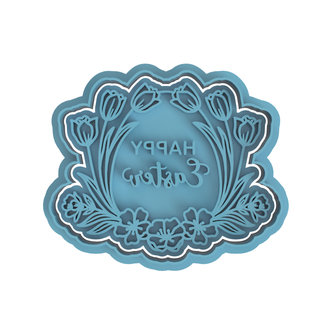 Happy Easter with tulips Cutter/Stamp