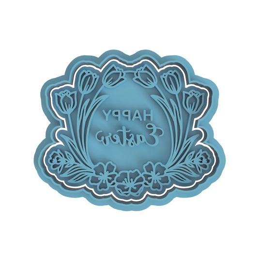 Happy Easter  with tulips Cutter/Stamp