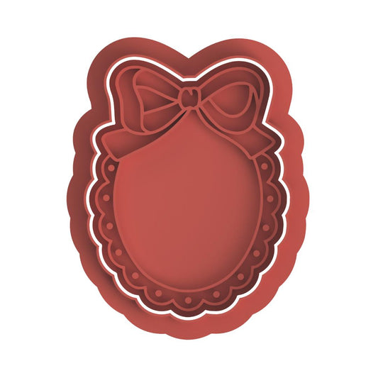 Oval Ribbon Style with bow Cutter/Stamp