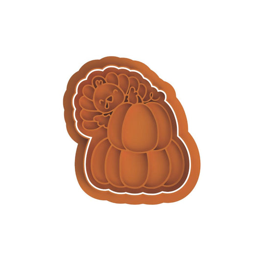 Turkey Behind pumpkin  Stamp & cutter