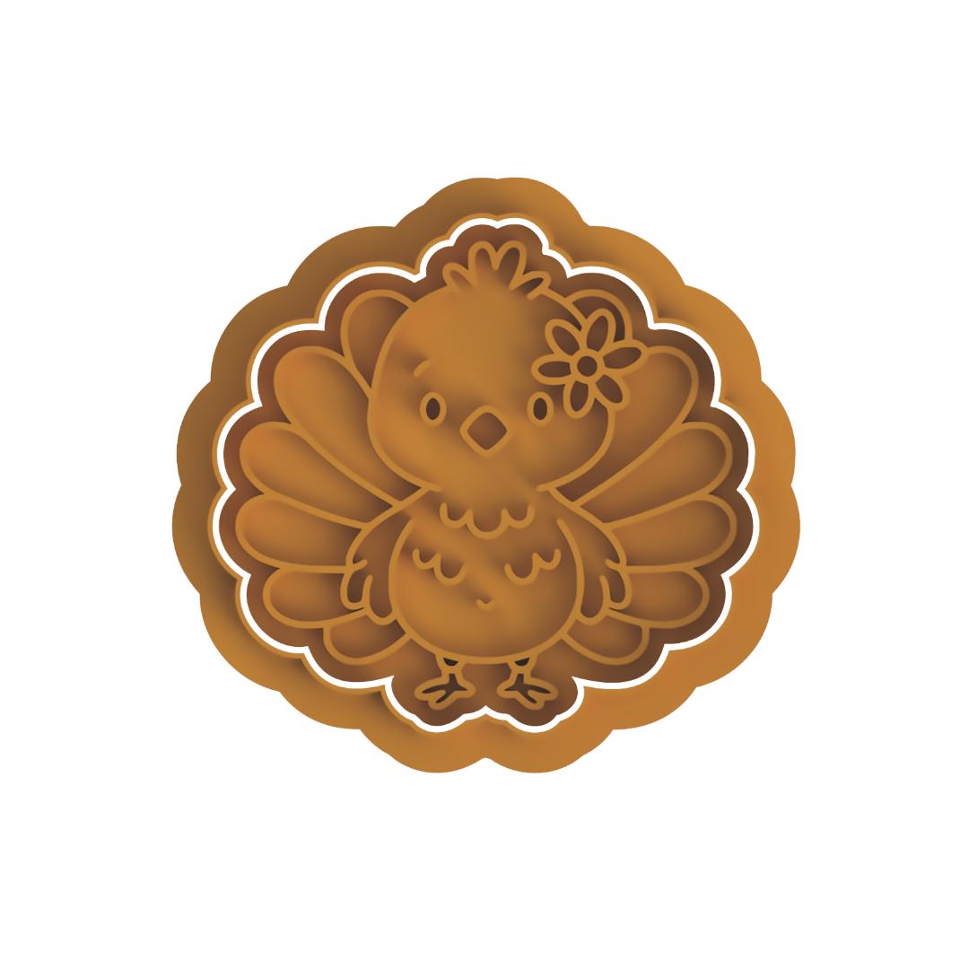 Cute Turkey with flower Stamp & cutter