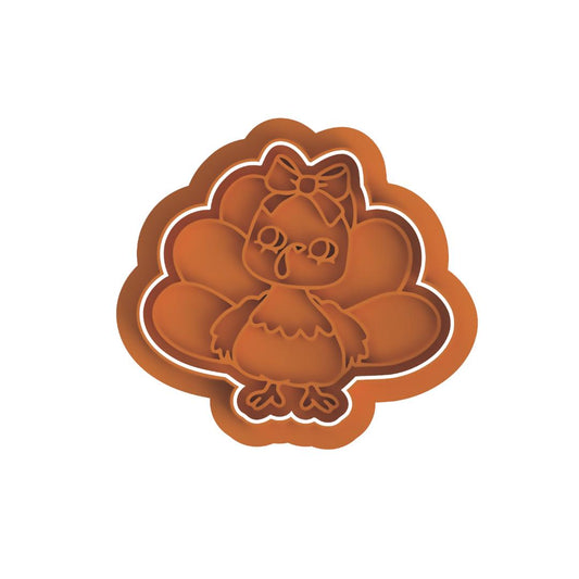 Cute Turkey with Bow  Stamp & cutter