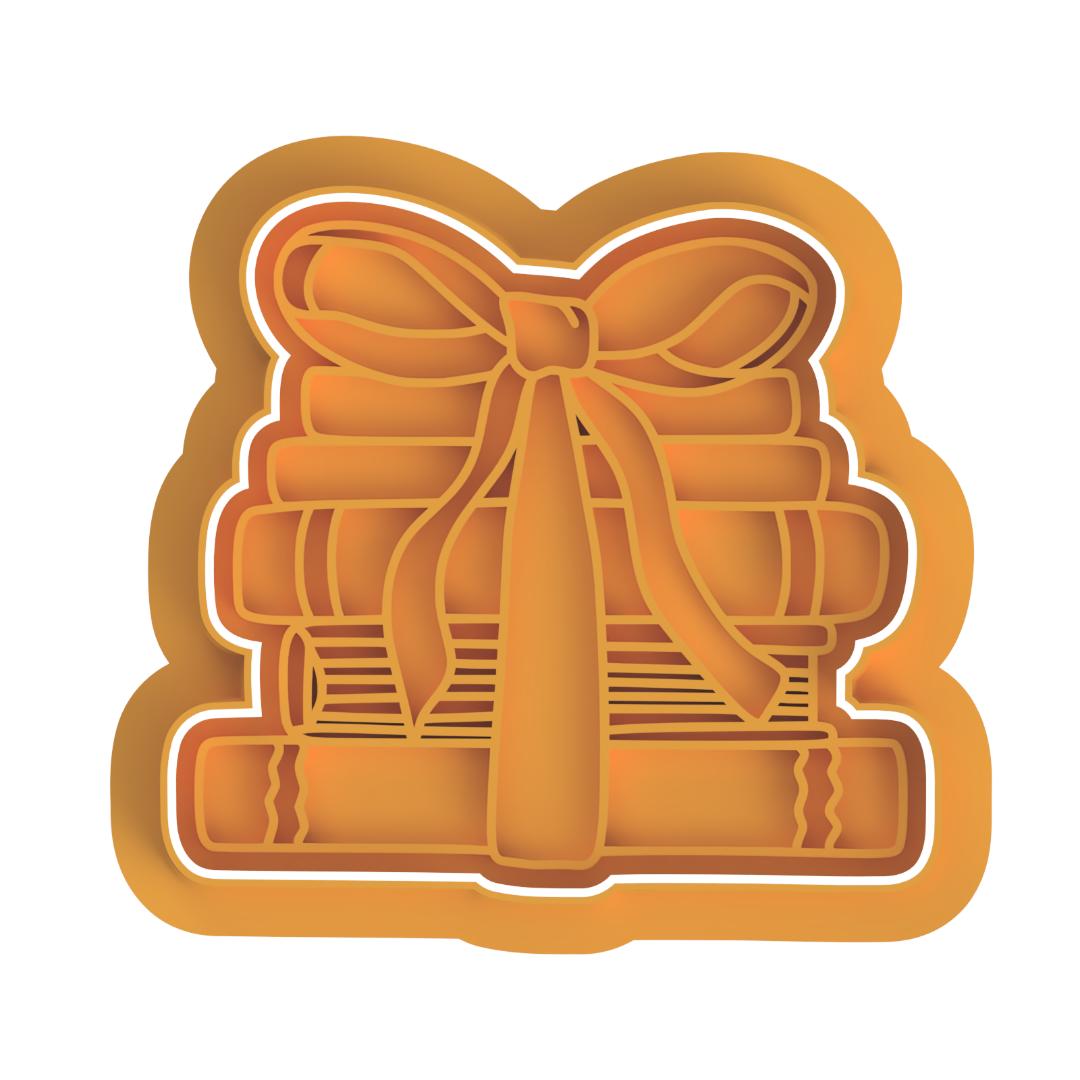 Stack of Books with Bow Stamp/Cutter