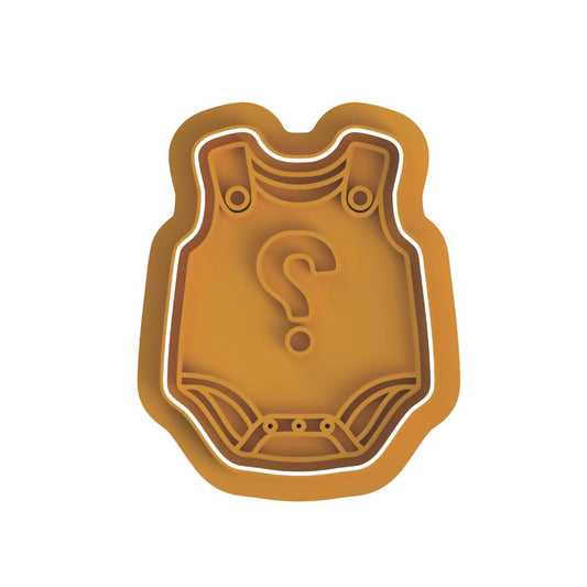 Baby onesie with question mark Cutter & Stamp