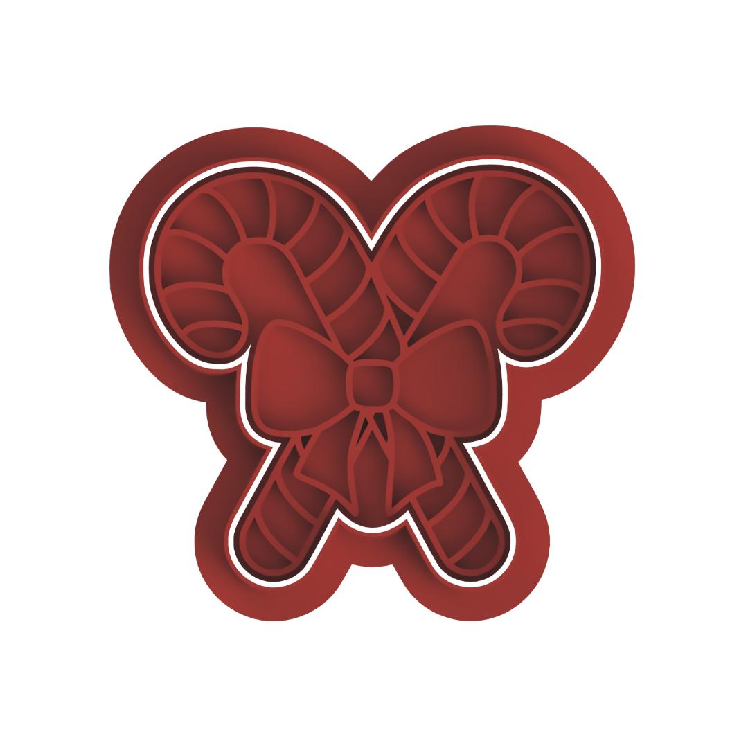Candy Canes with bow Cutter/Stamp