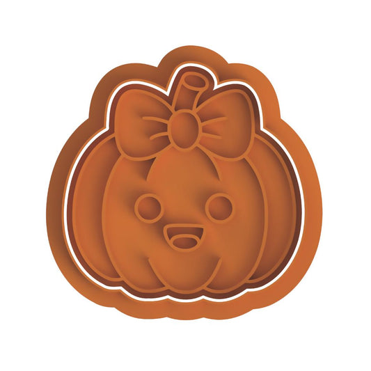 Cute Pumpkin with bow Stamp & cutter