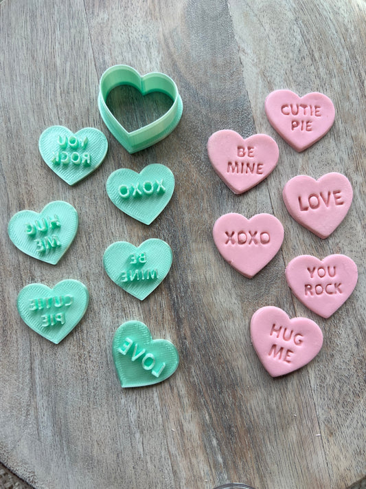 1" Conversation hearts set Stamp/Cutter