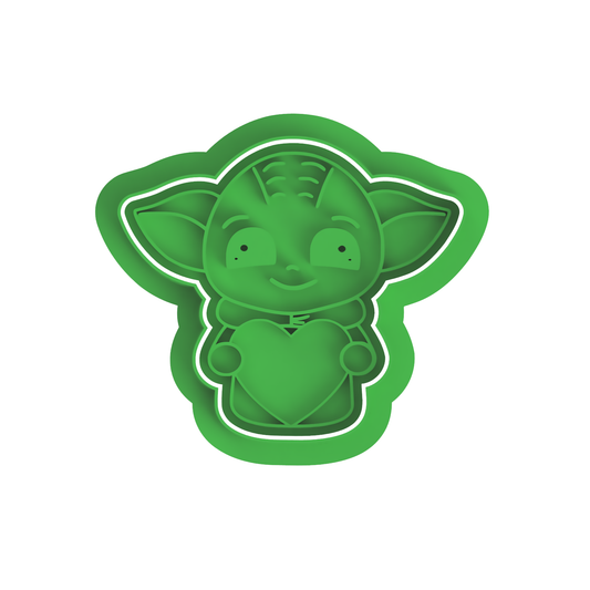 Little Green Man With Heart Stamp/Cutter