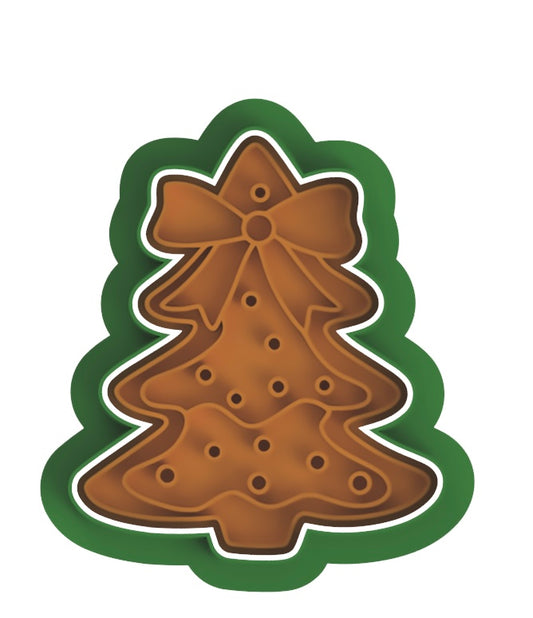 Christmas tree with bow Cutter/stamp