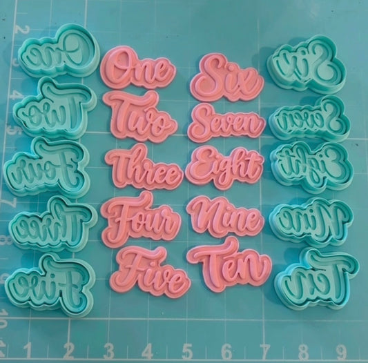 Embossed number set