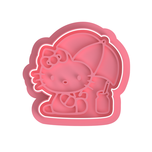 Kitty with umbrella cutter/Stamp