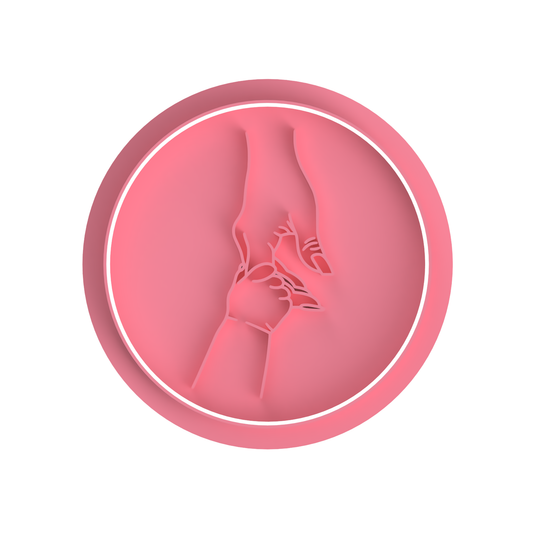 Baby and mom holding hands stamp
