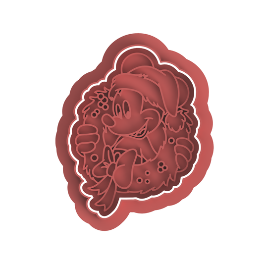 Christmas Mickey Wreath head Cutter Stamp