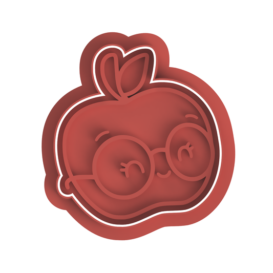 Cute Apple with glasses Cutter/Embosser
