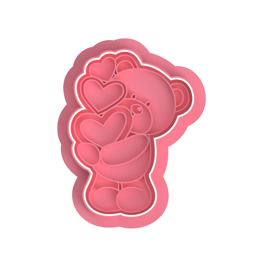 Bear3 hearts Cutter/Stamp