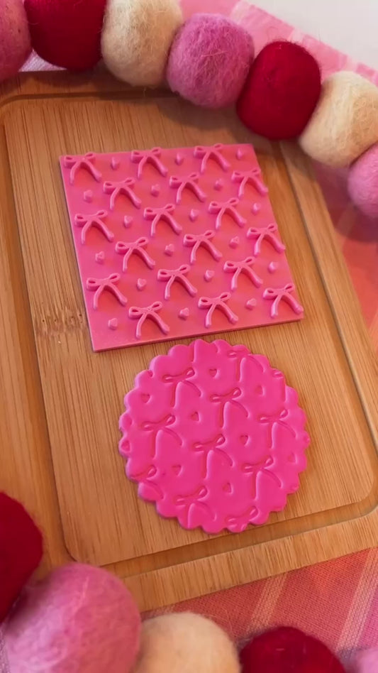 Coquette bow with hearts texture stamp