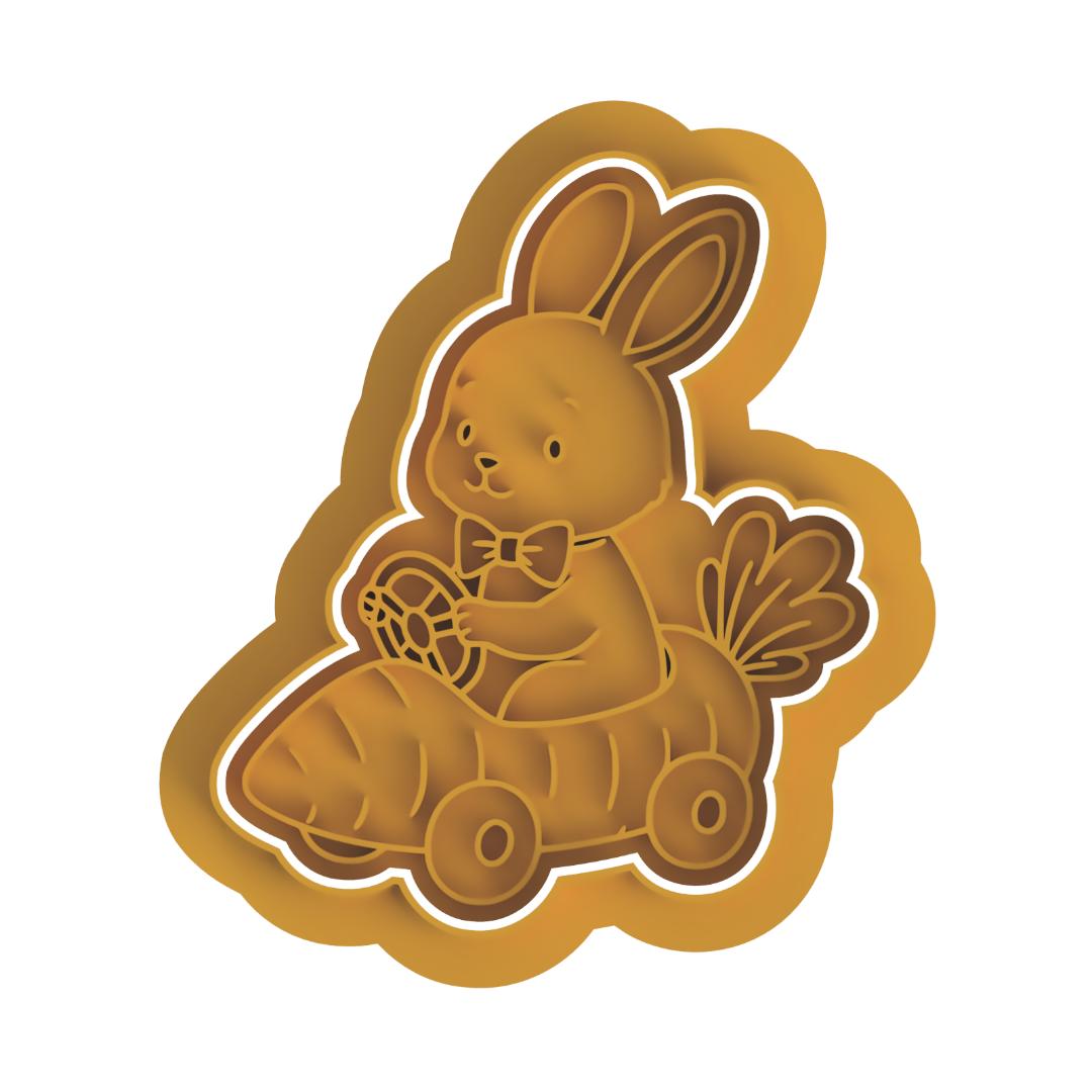 Bunny Driving Carrot Car Stamp & Cutter