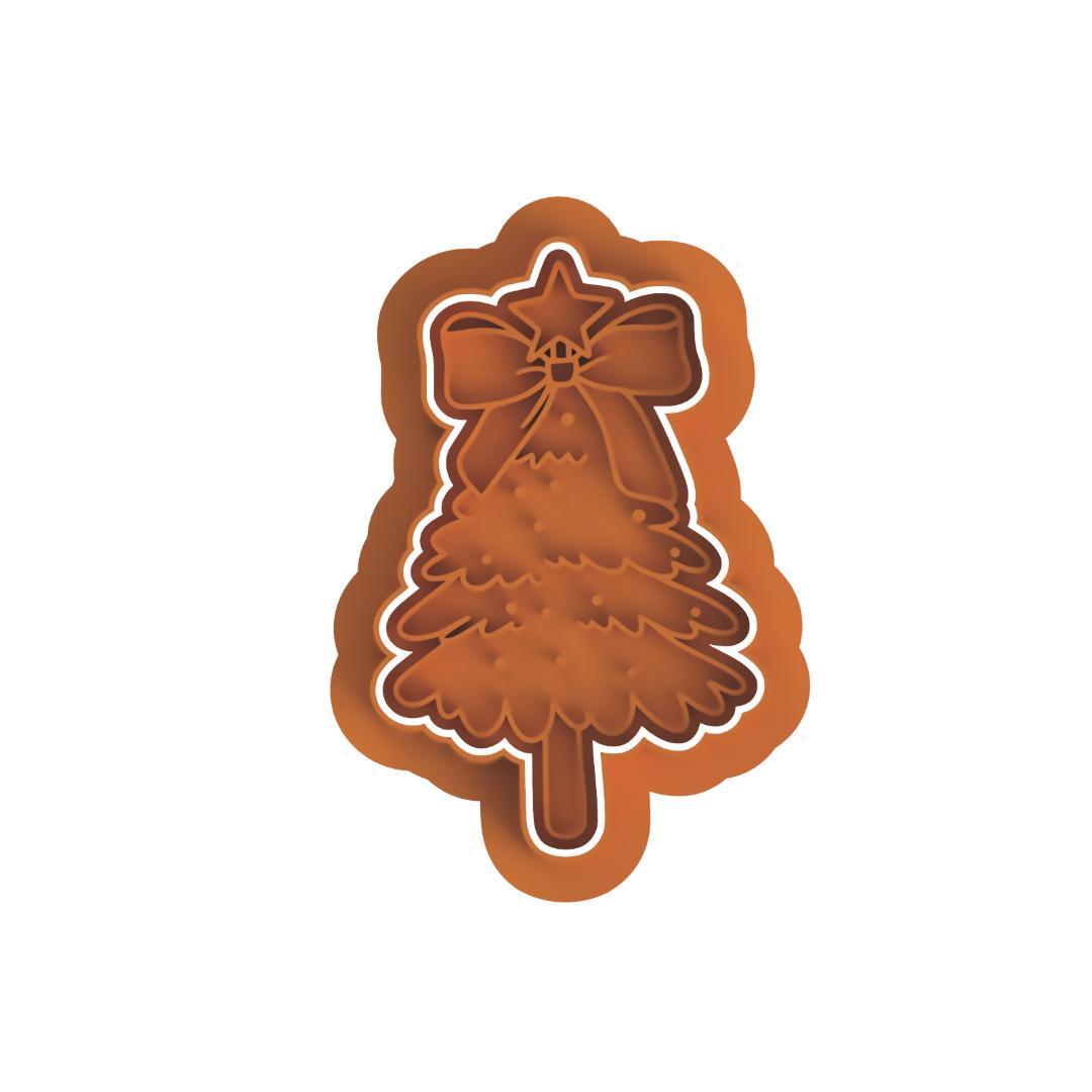 Christmas Tree with bow stamp/cutter