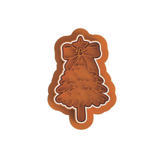 Christmas Tree with bow stamp/cutter
