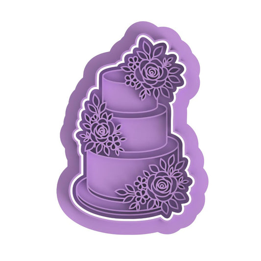 3 tier cake with florals Cutter/Embosser