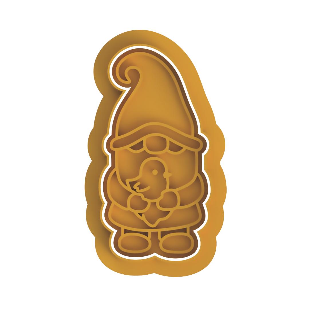 Gnome Holding Chick Stamp & Cutter