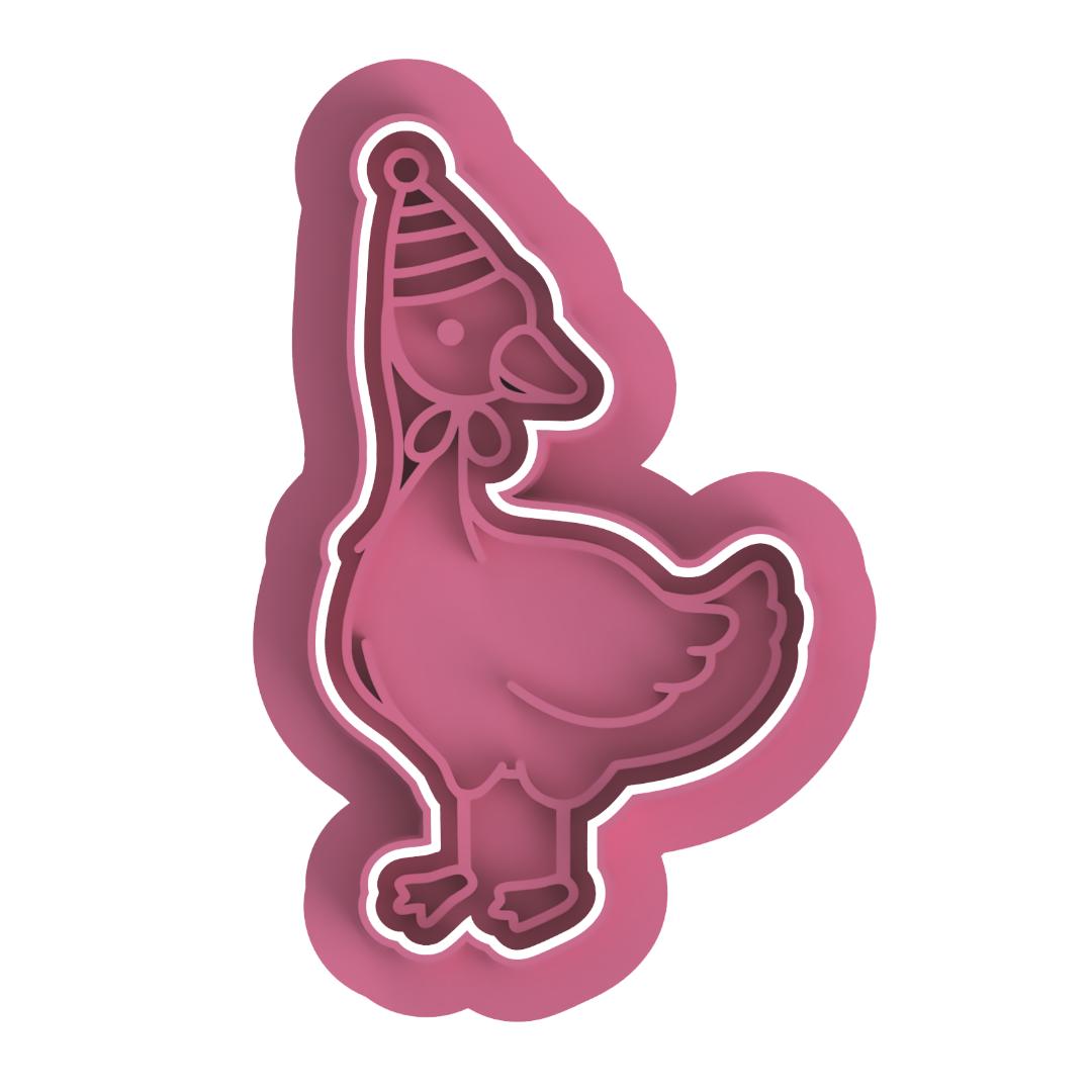 Goose with birthday hat stamp/cutter #1