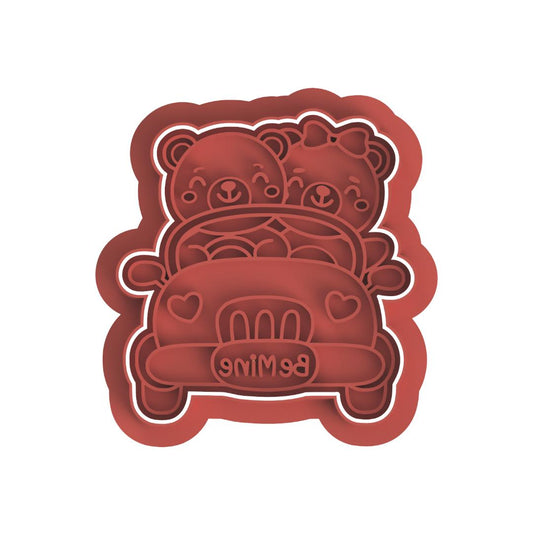 Two Bears in Car Cutter & Stamp