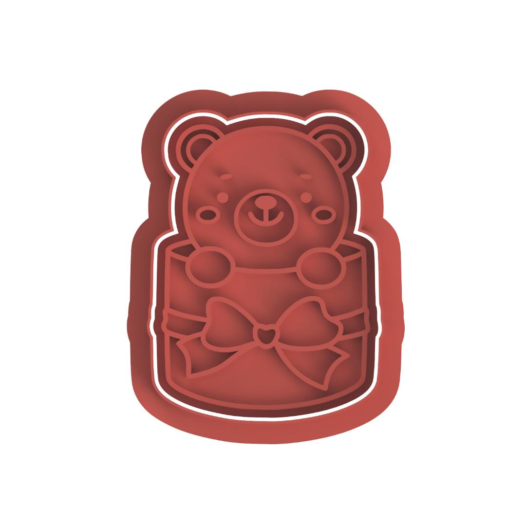 Bear inside Gift box Cutter & Stamp