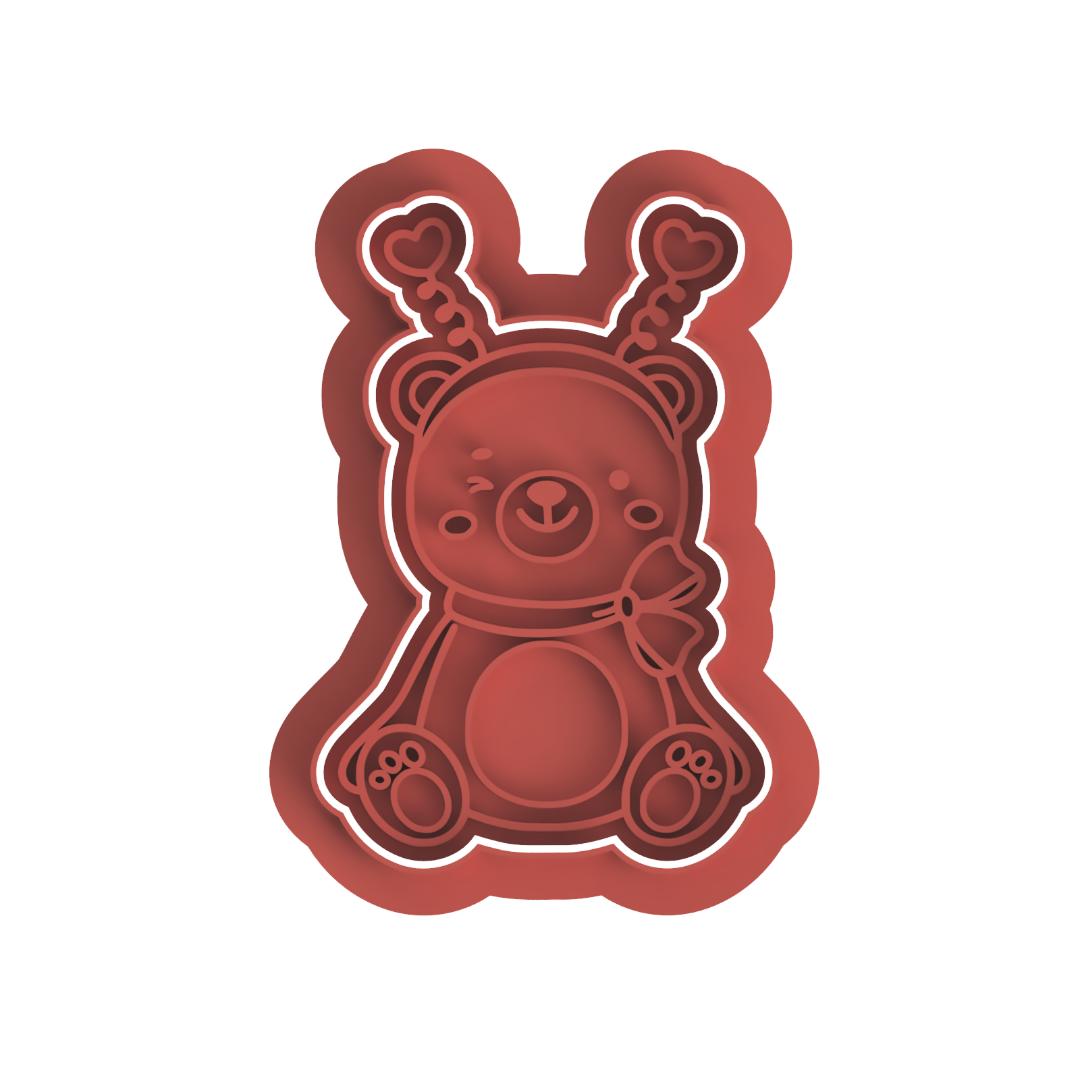 Cute Valentines Bear  Cutter & Stamp