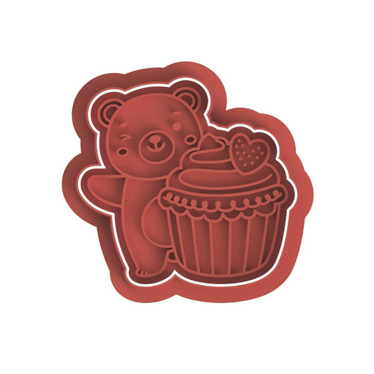 Bear with cupcake Cutter & Stamp