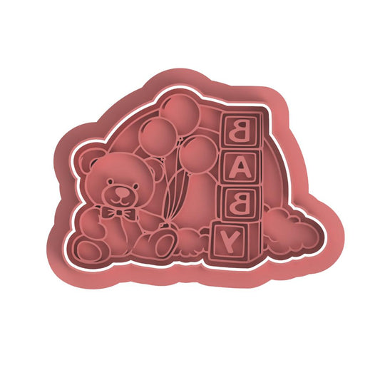 Baby bear with balloons Stamp & Cutter