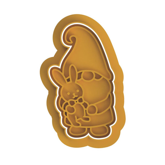 Gnome Holding Bunny Stamp & Cutter