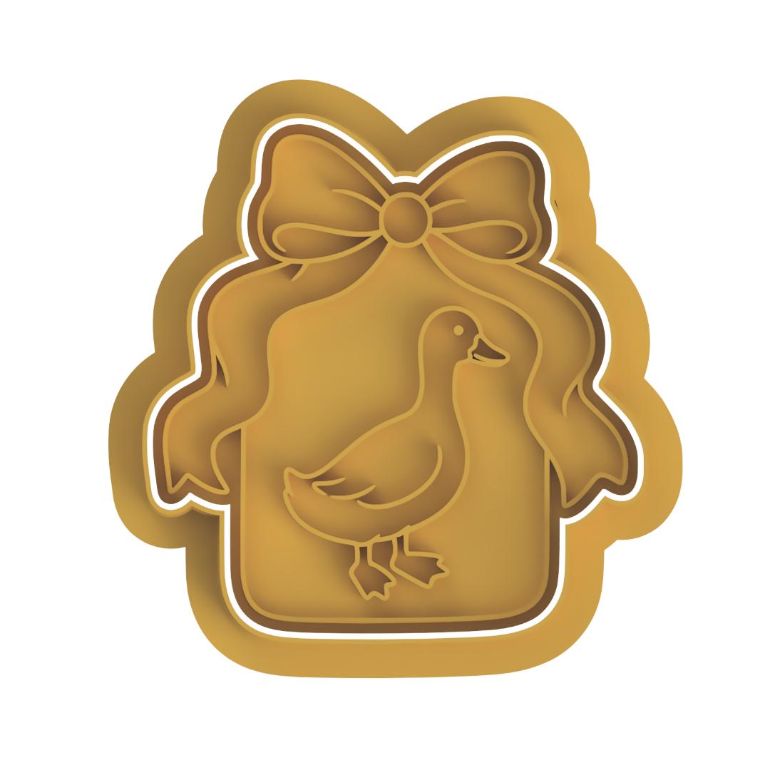 Goose plaque with bow stamp/cutter
