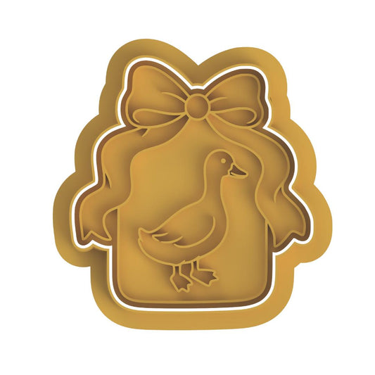 Goose plaque with bow stamp/cutter