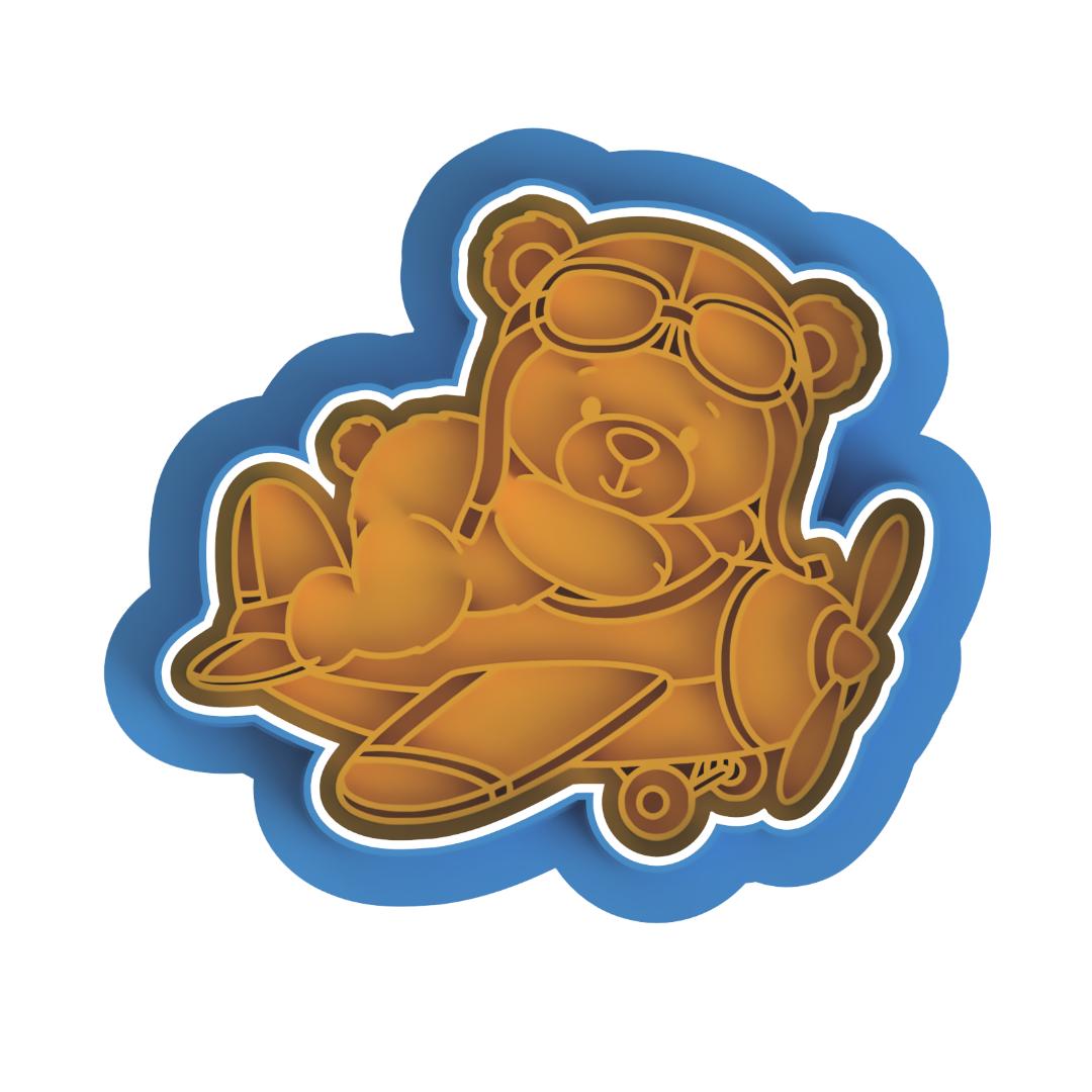 Aviator Bear plane #2 Stamp & Cutter