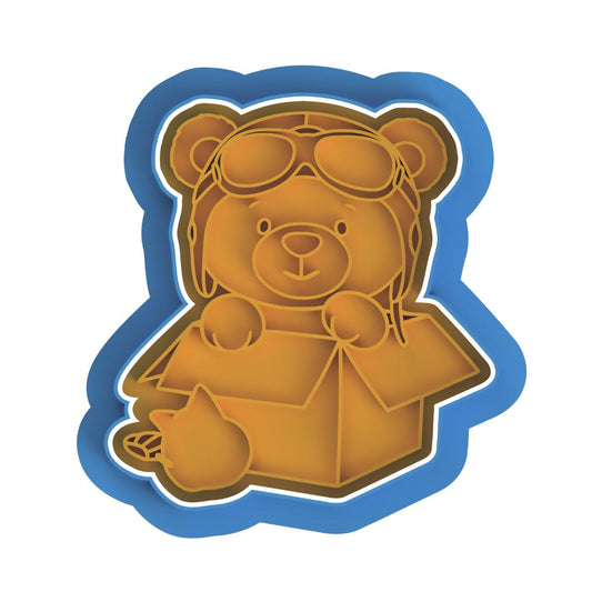 Aviator Bear in the box Stamp & Cutter