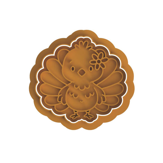 Cute Turkey with flower Stamp & cutter