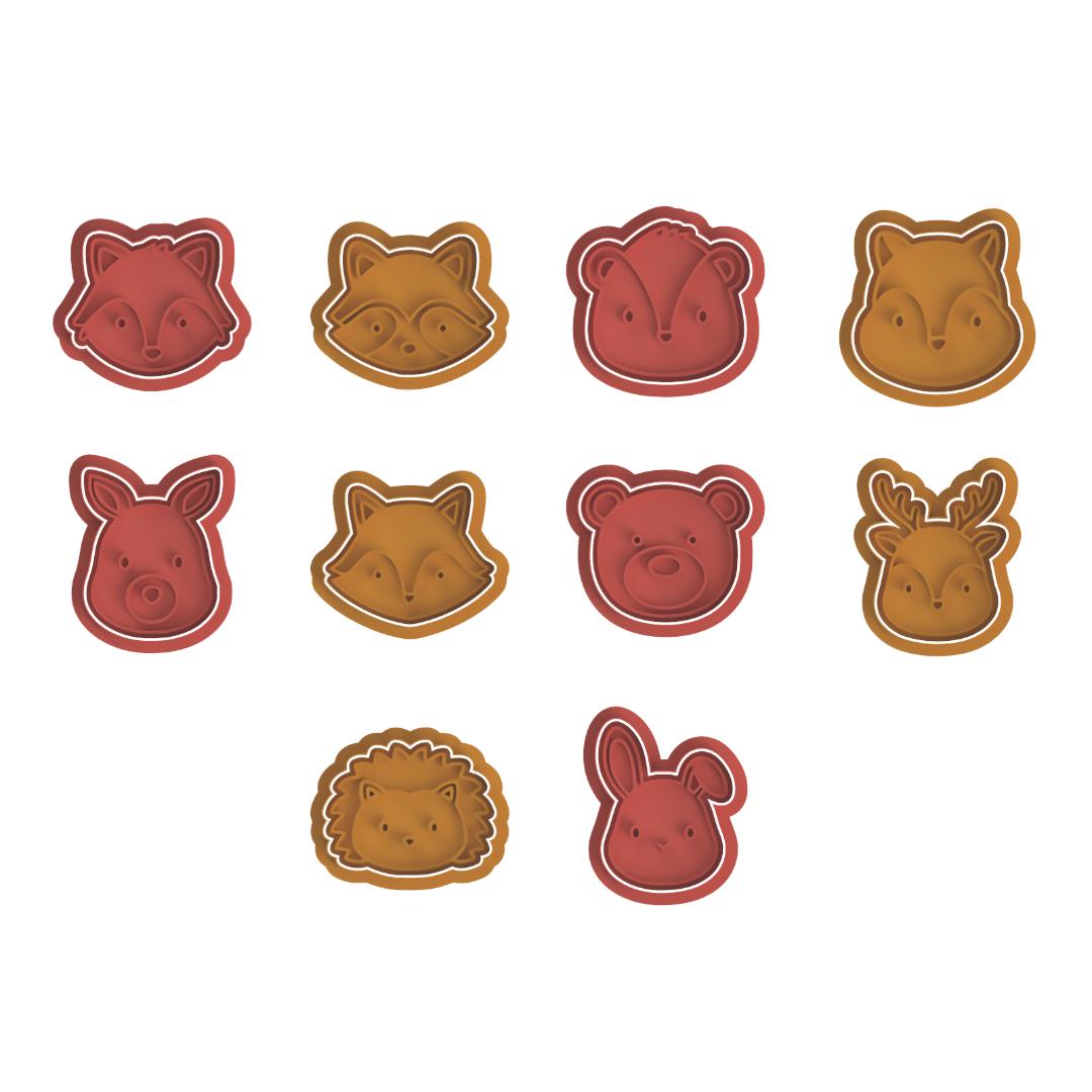 Forest Animal heads set Cutter & Stamp