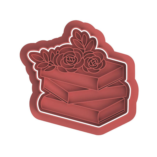 Stack of Books with flowers Stamp/Cutter (