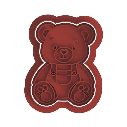 Sitting Bear with overalls Stamp & Cutter