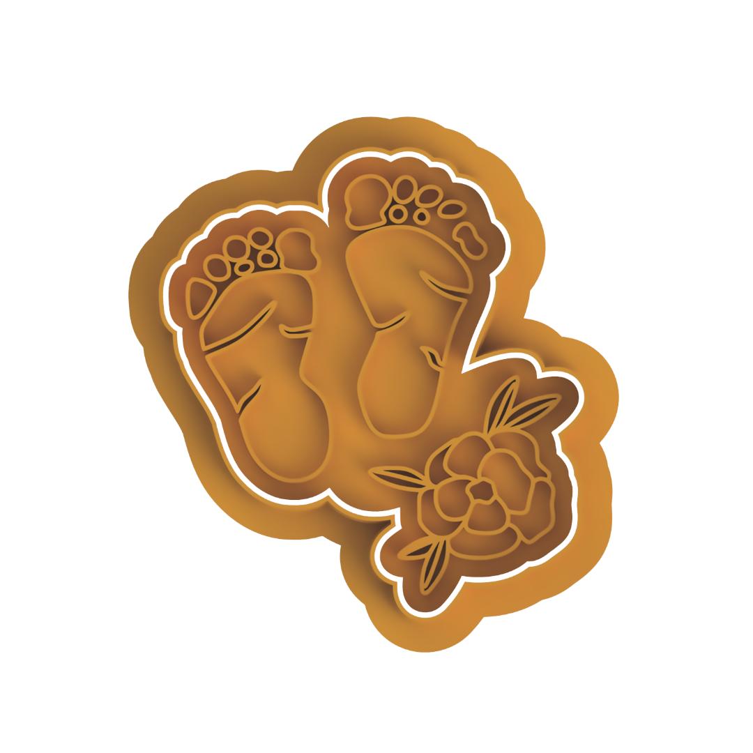 Baby feet with flowers cutter & Stamp