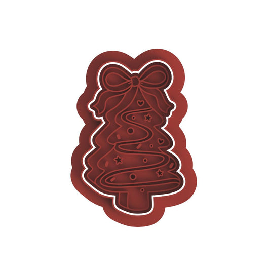 Christmas tree cookie with bow Frame/cutter