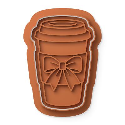Latte cup with bow  cutter/stamp